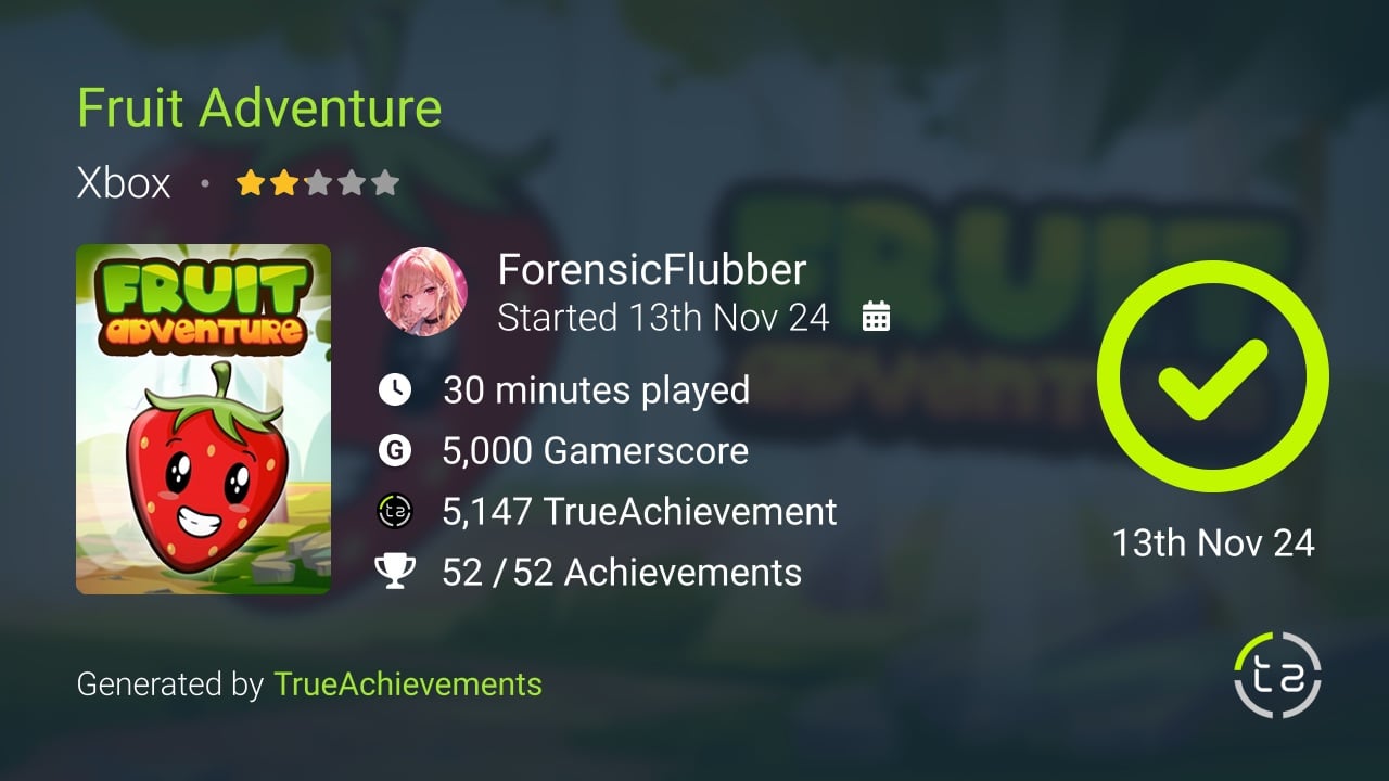 Fruit Adventure achievement summary